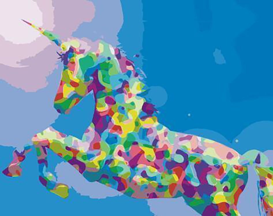 Licorne Colorée et Mosaïquée Peinture par Numéros