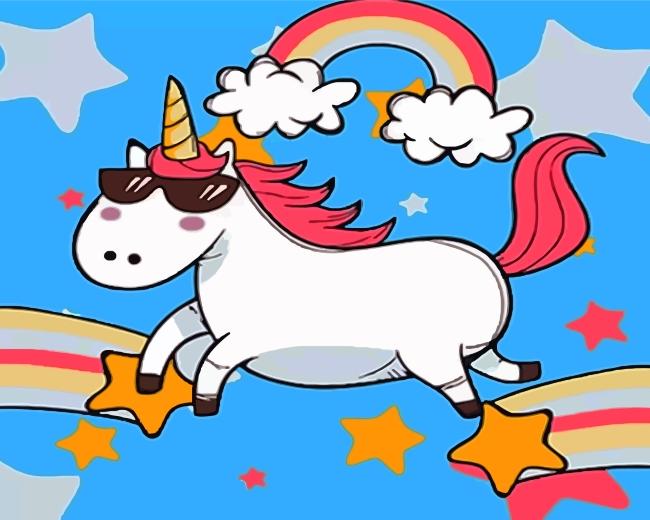 Licorne Cool et Arc-en-Ciel Peinture par Numéros