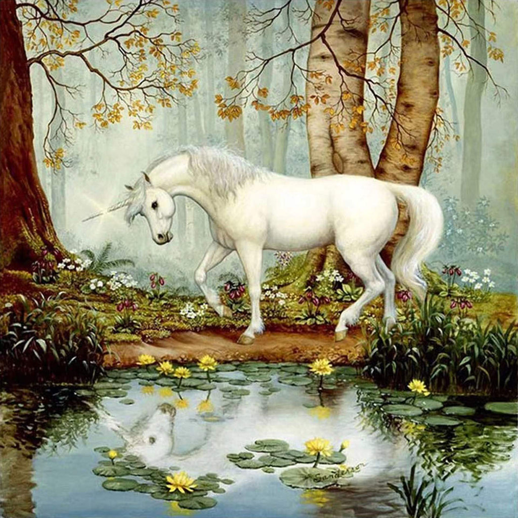 Licorne dans la Forêt Peinture par Numéros