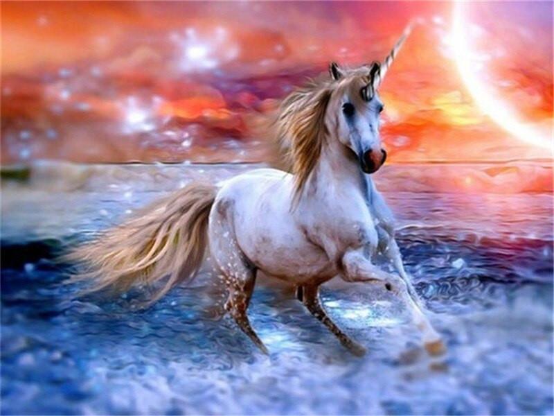 Licorne dans l'Eau Peinture par Numéros