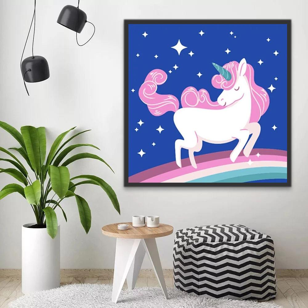 Licorne et Ciel Etoilé Peinture par Numéros