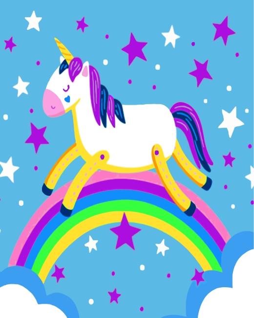 Licorne et Etoiles Peinture par Numéros