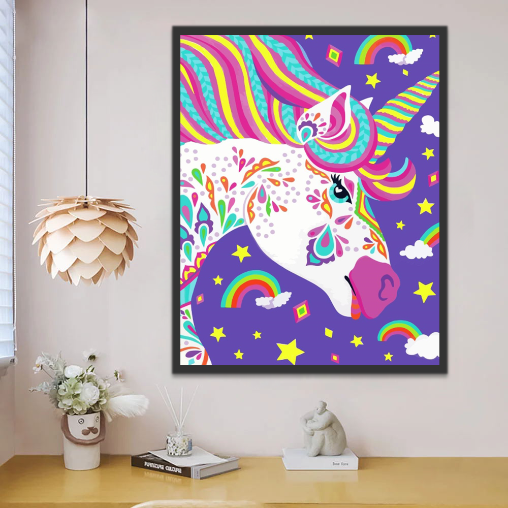 Licorne Fleurie Enfants Peinture par Numéros