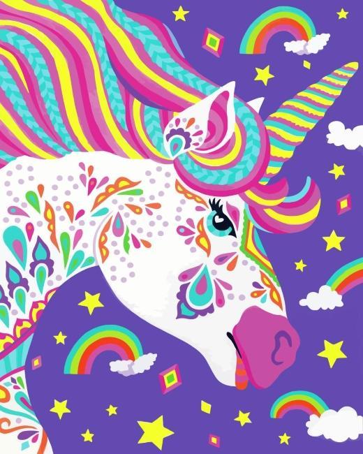 Licorne Fleurie Enfants Peinture par Numéros