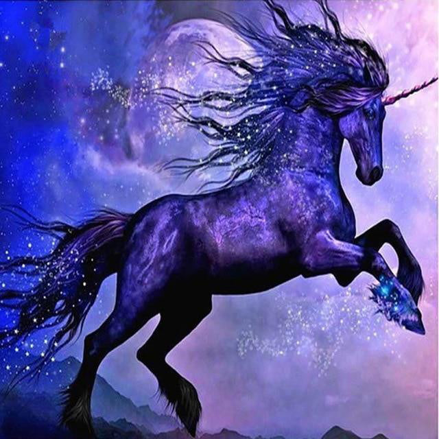 Licorne Noire Courant Peinture par Numéros