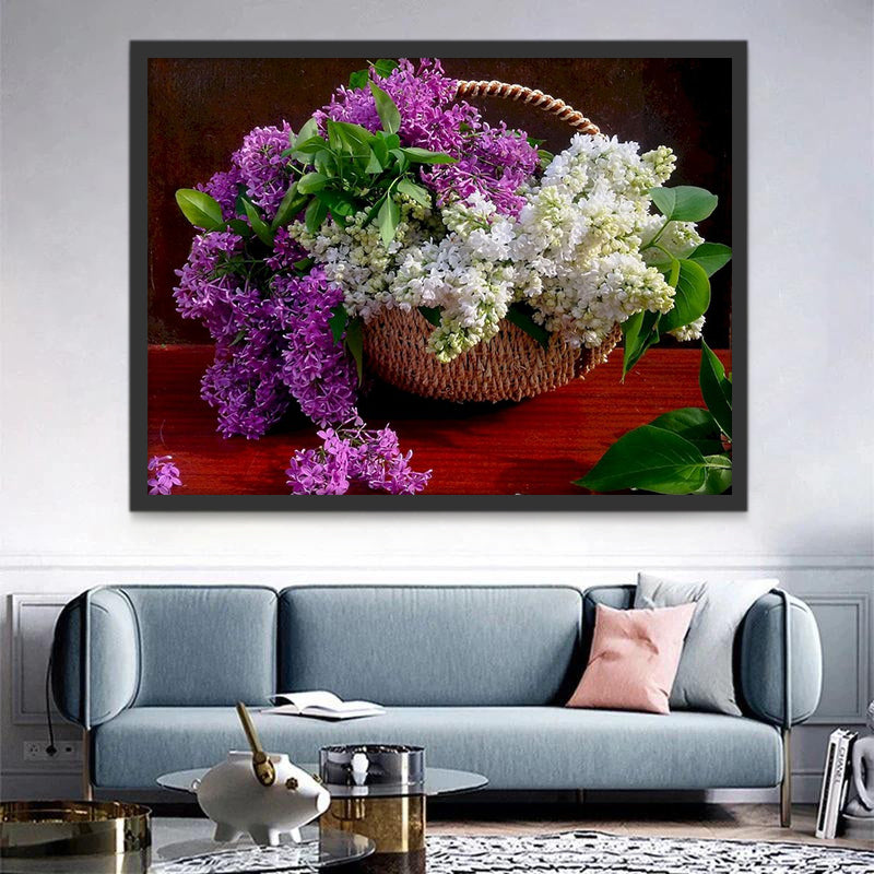 Lilas dans le Panier Peinture par Numéros