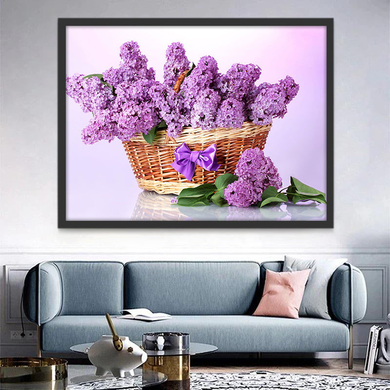 Lilas Fleur Panier Peinture par Numéros