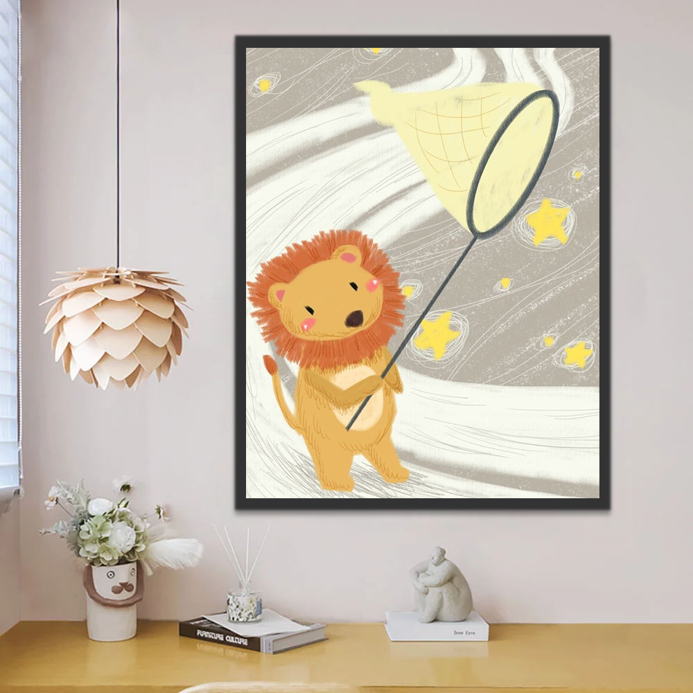 Lion Attrapant les Etoiles Peinture par Numéros