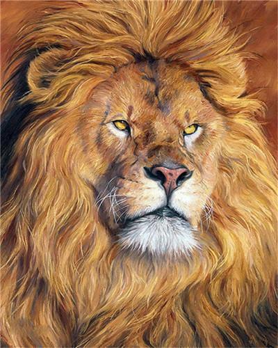 Lion aux Yeux Jaunes Peinture par Numéros