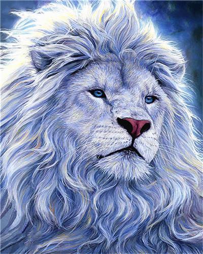Lion Blanc Elégant Peinture par Numéros