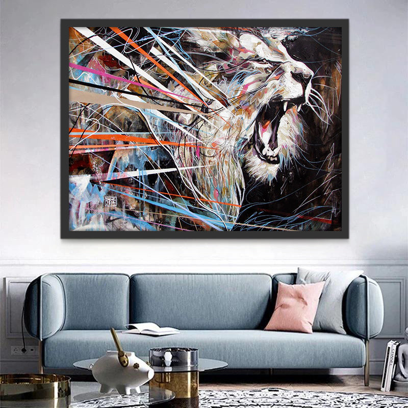 Lion Blanc RugissantPeinture par Numéros