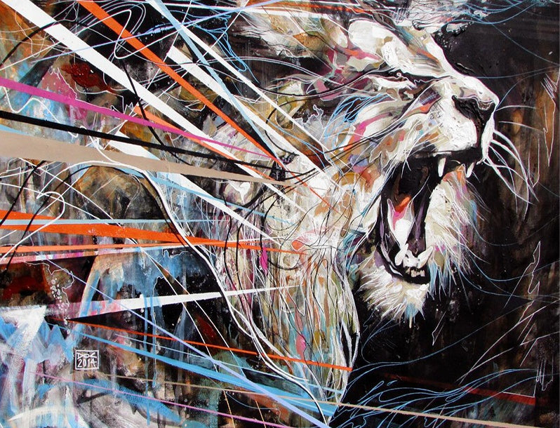 Lion Blanc RugissantPeinture par Numéros