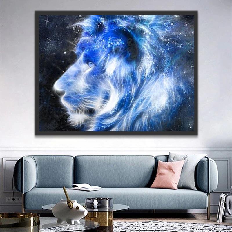 Lion Bleu Fantastique Peinture par Numéros