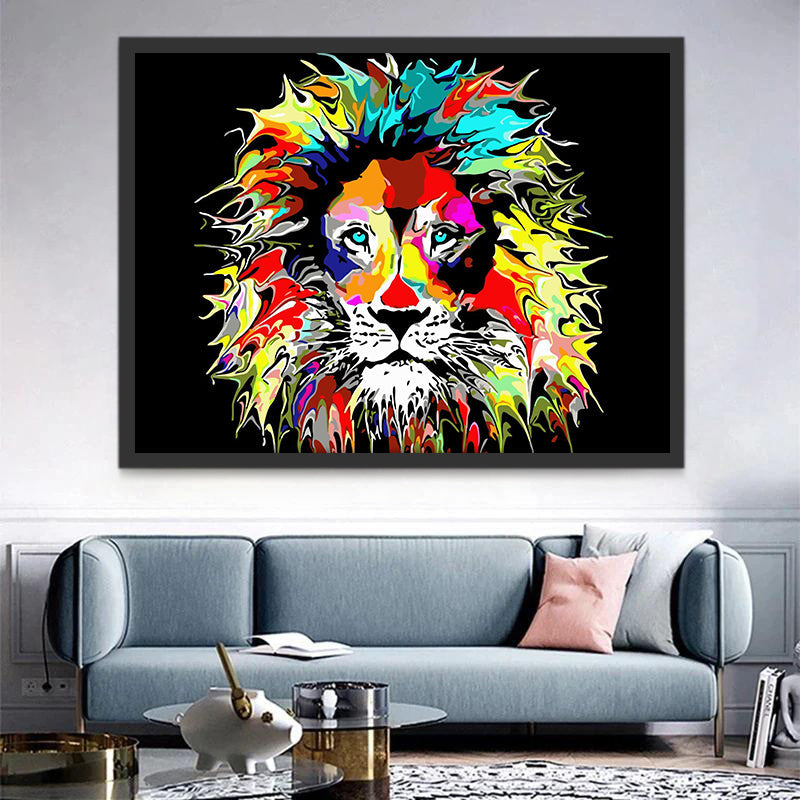 Lion d'Arc-en-ciel Peinture par Numéros