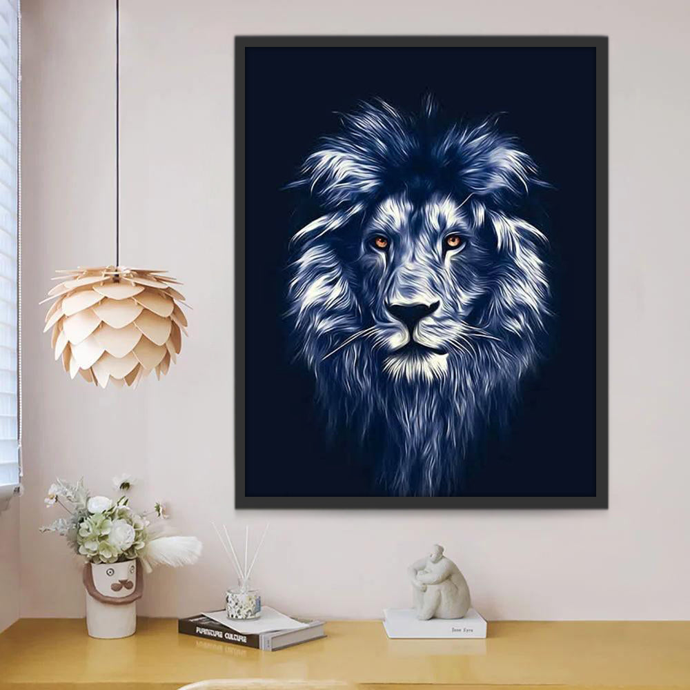 Lion d'Argent et Gris Peinture par Numéros