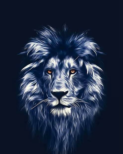 Lion d'Argent et Gris Peinture par Numéros