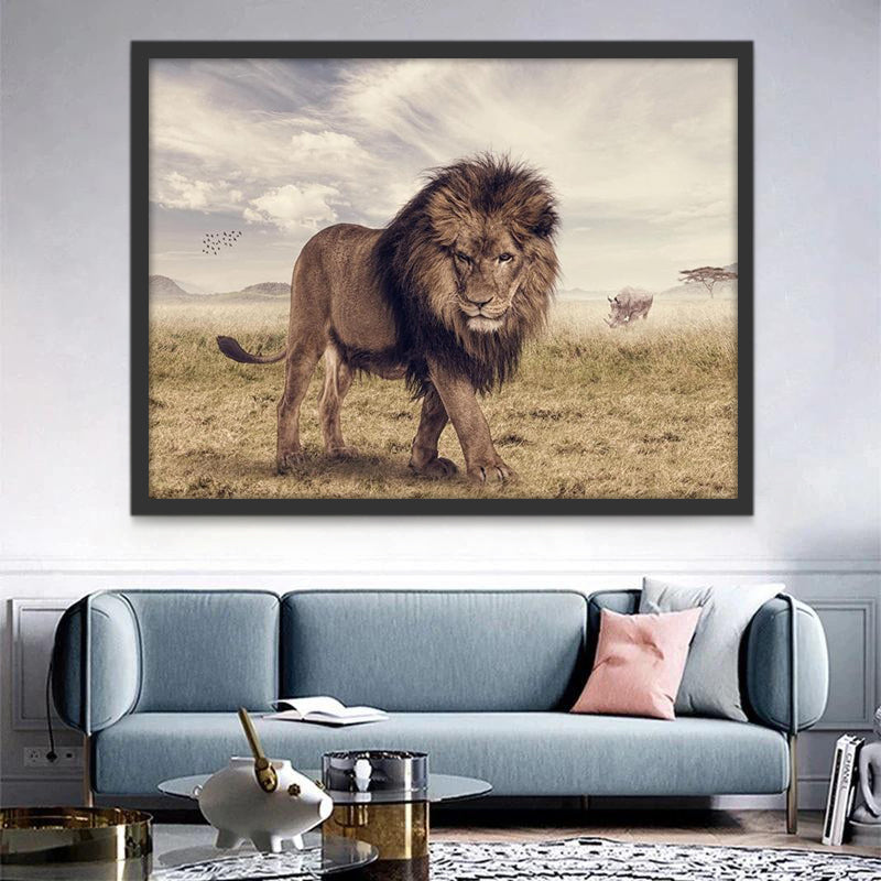 Lion dans la Savane Peinture par Numéros