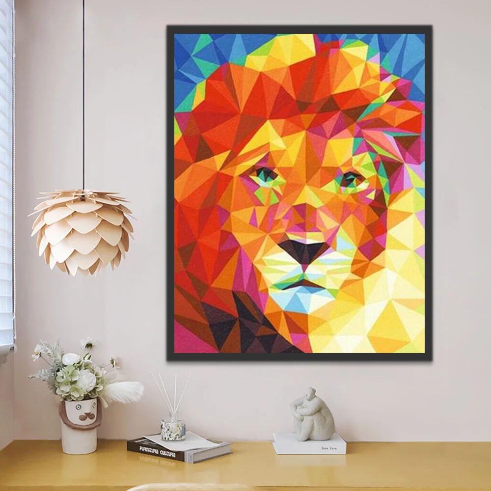 Lion d'Art Abstrait Peinture par Numéros
