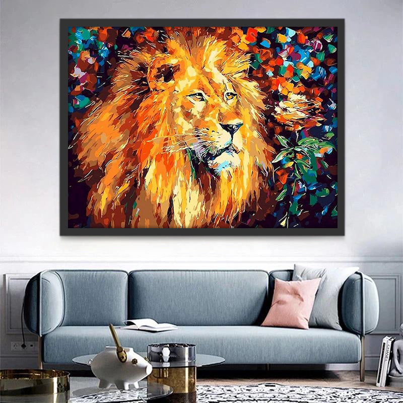 Lion de Peinture à Huile Peinture par Numéros
