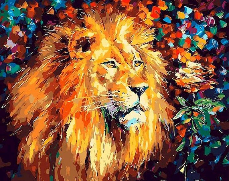 Lion de Peinture à Huile Peinture par Numéros