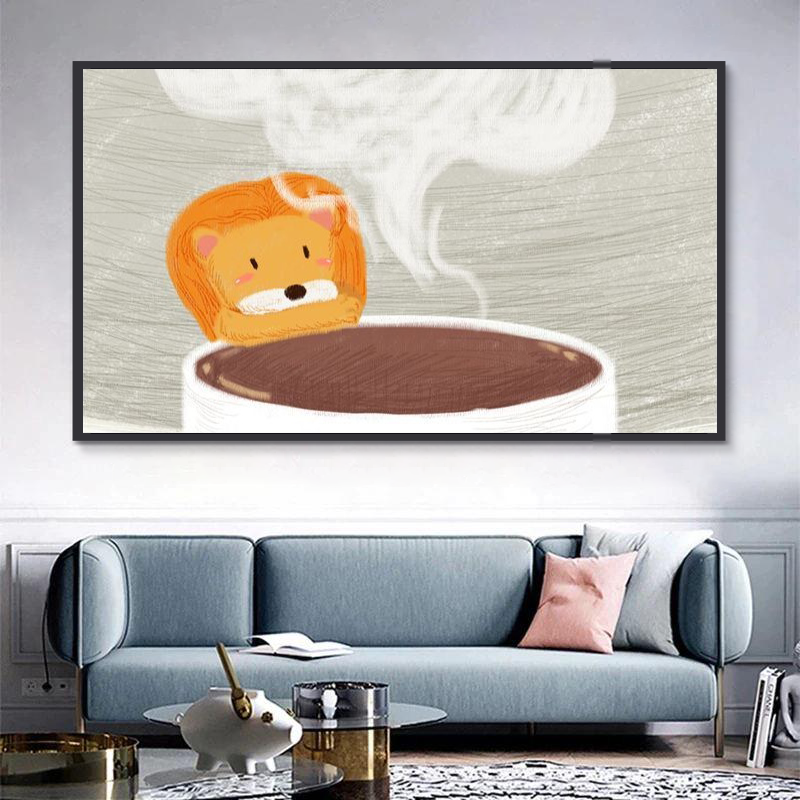 Lion et Chocolat Chaud Enfants Peinture par Numéros
