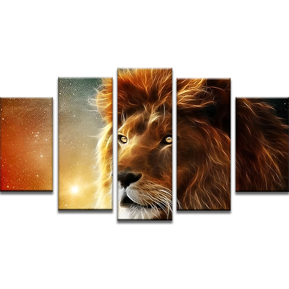 Lion et Ciel Etoilé Joli 5 Partie Peinture par Numéros