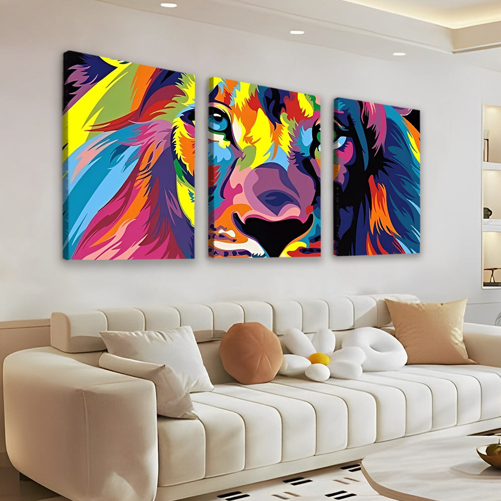 Lion Multicolore 3 Partie Peinture par Numéros