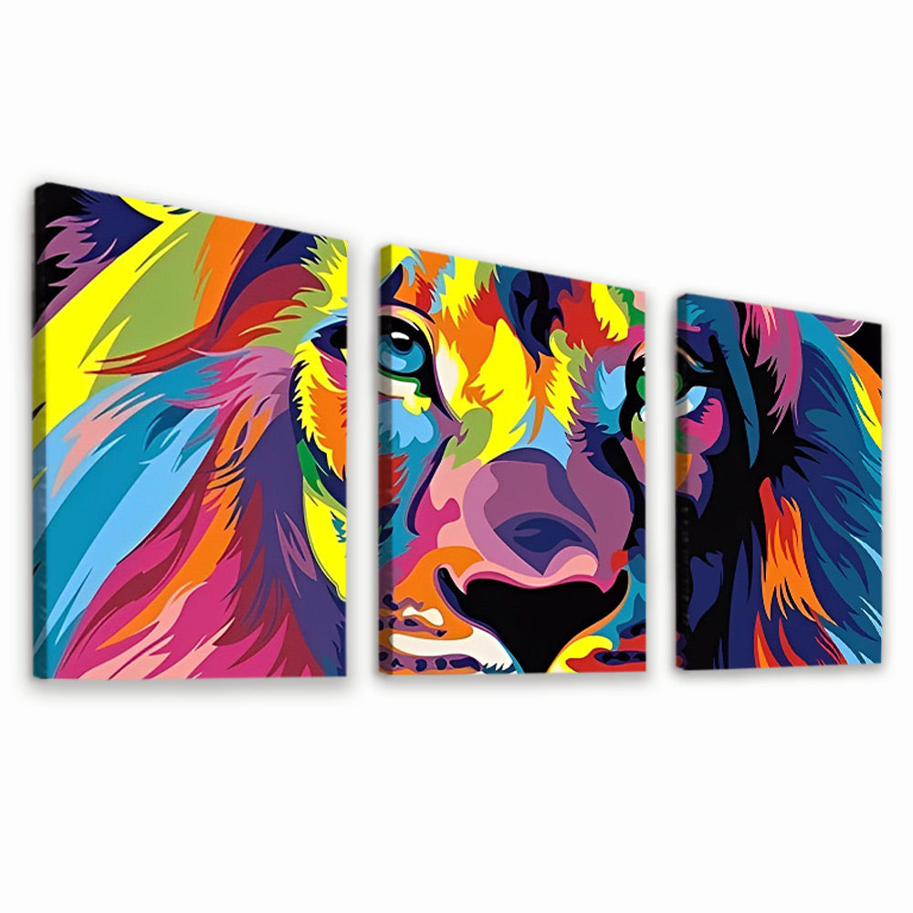 Lion Multicolore 3 Partie Peinture par Numéros