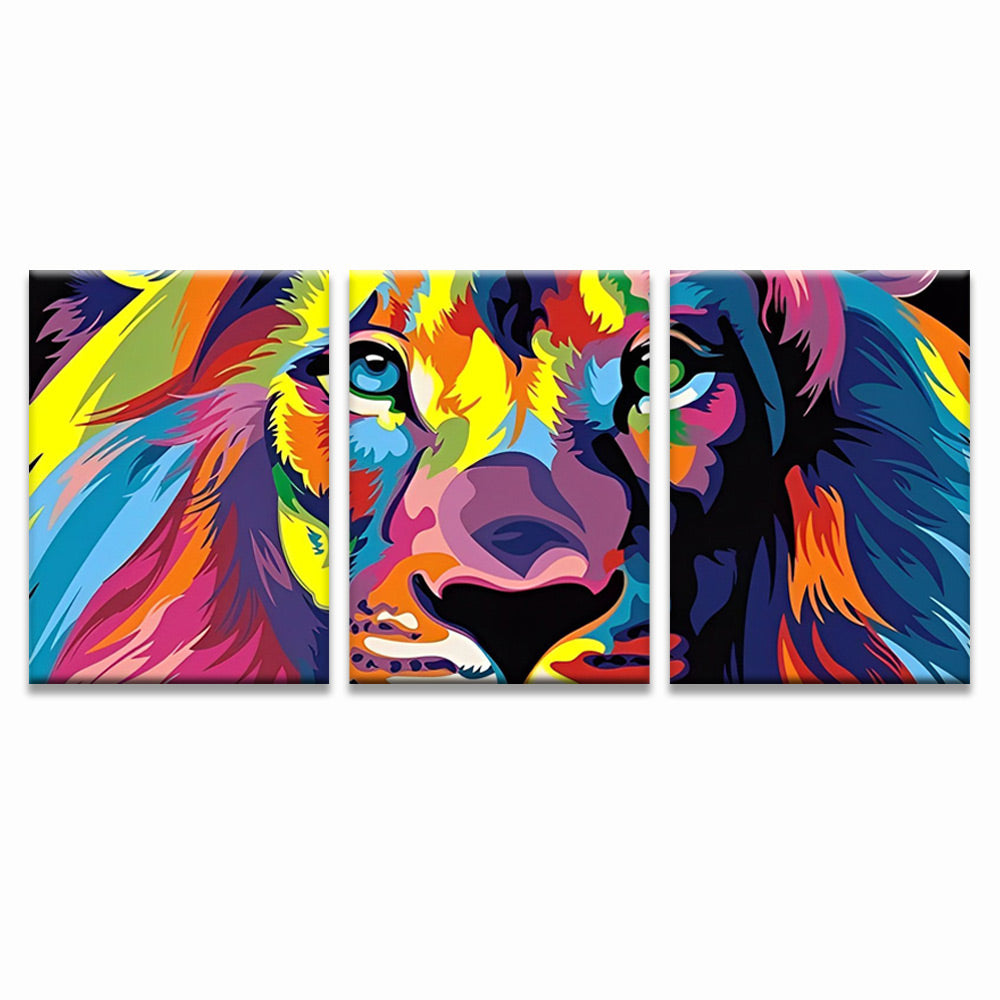 Lion Multicolore 3 Partie Peinture par Numéros