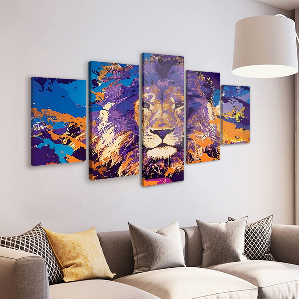 Lion Violet 5 Partie Peinture par Numéros