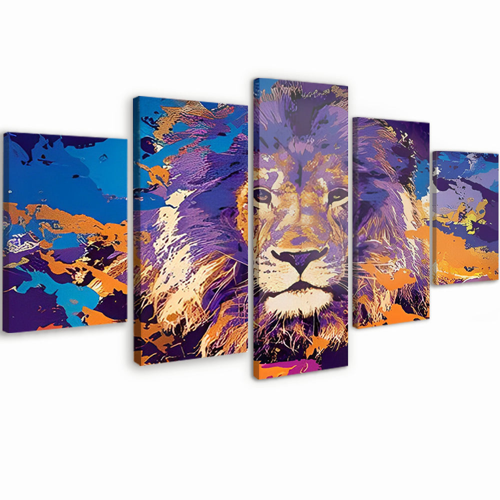 Lion Violet 5 Partie Peinture par Numéros