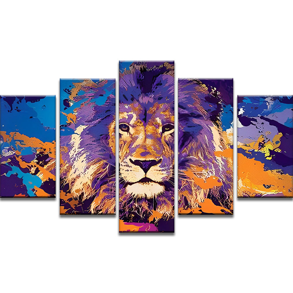 Lion Violet 5 Partie Peinture par Numéros