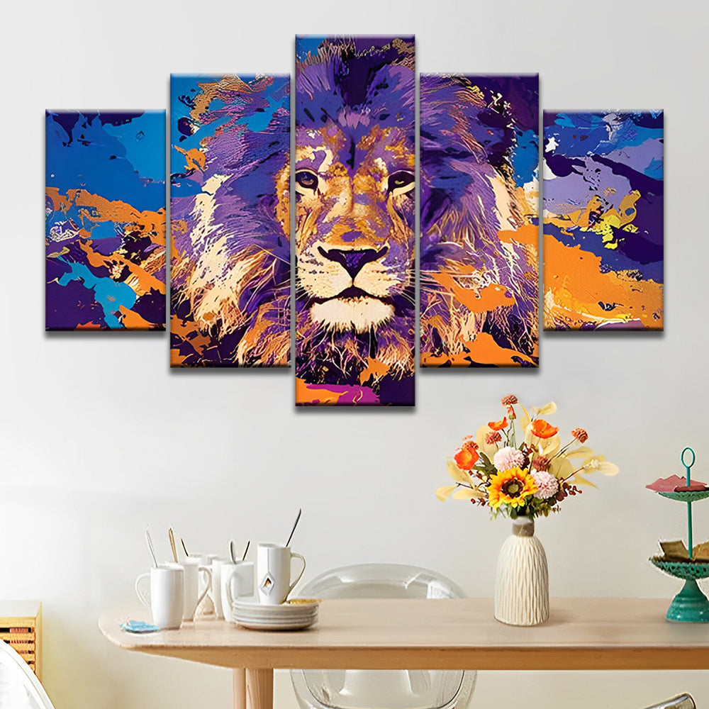 Lion Violet 5 Partie Peinture par Numéros