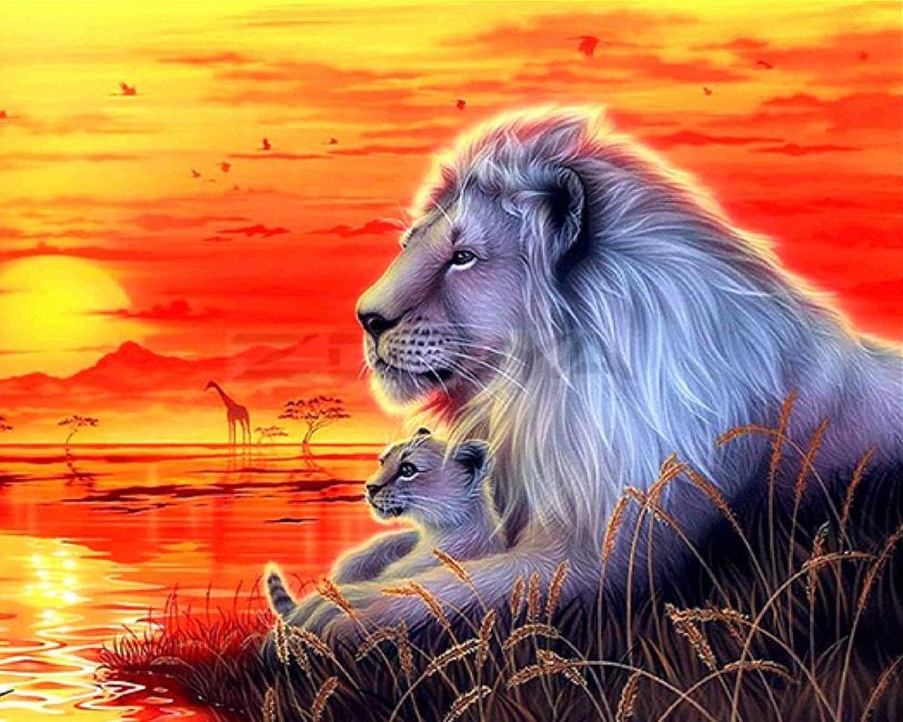 Lions Africains Peinture par Numéros