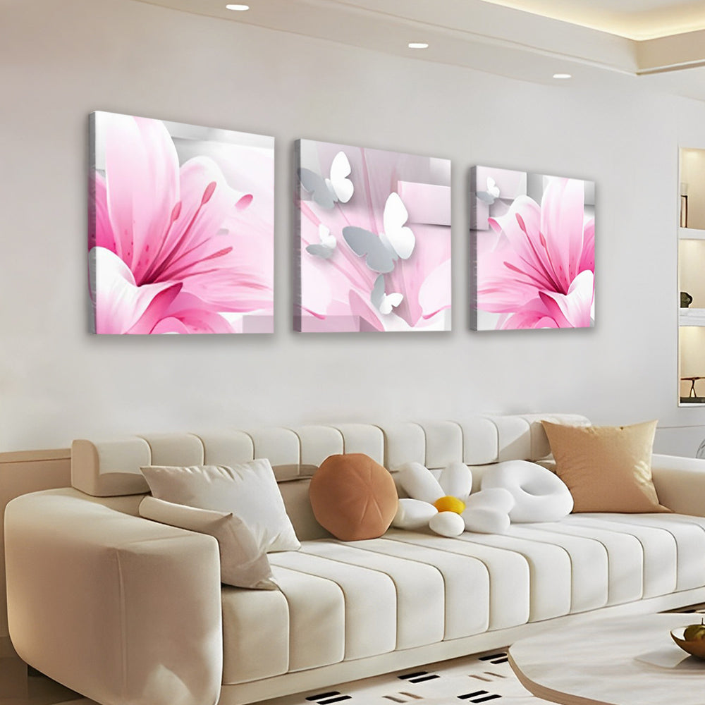 Lis Roses 3 Partie Peinture par Numéros