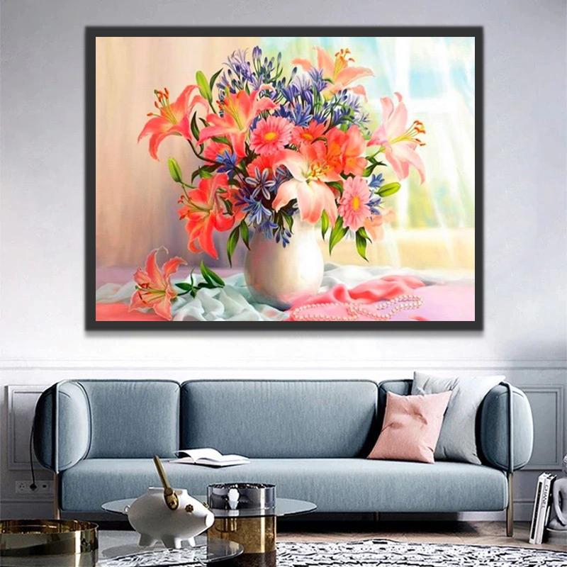 Lis Roses Peinture par Numéros