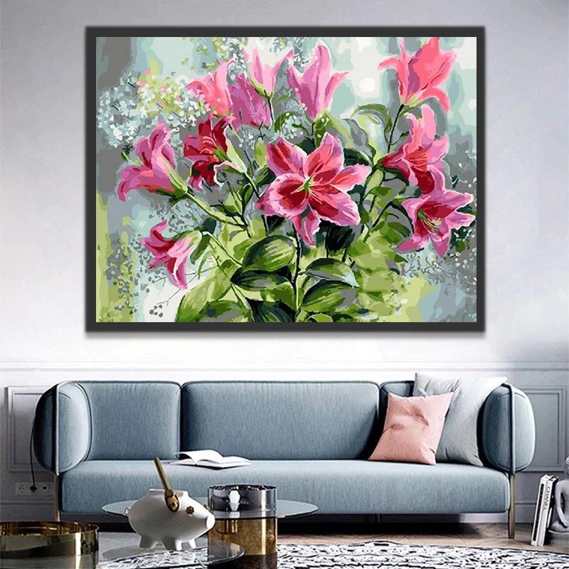 Lis Roses Peinture par Numéros