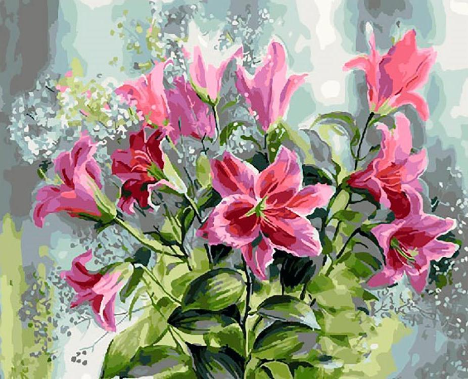 Lis Roses Peinture par Numéros