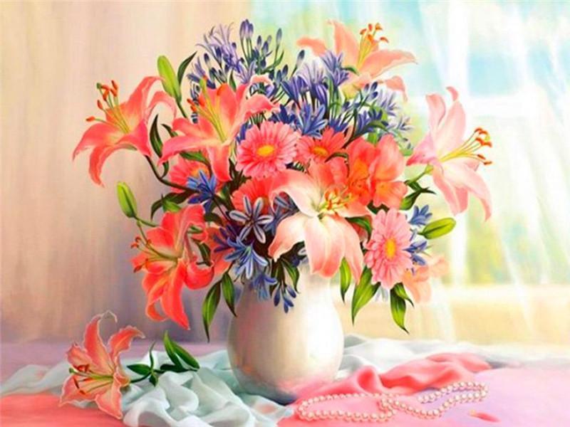 Lis Roses Peinture par Numéros
