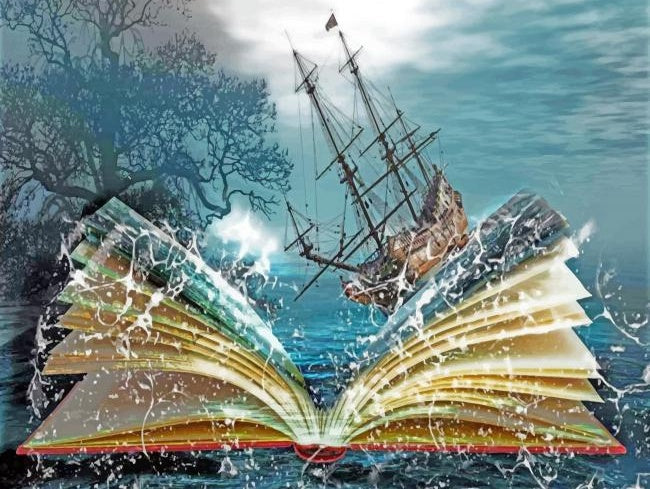 Livre et Bateau Art Abstrait Peinture par Numéros