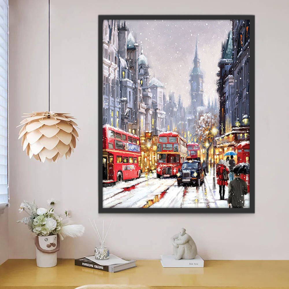 Londres dans Neige Peinture par Numéros