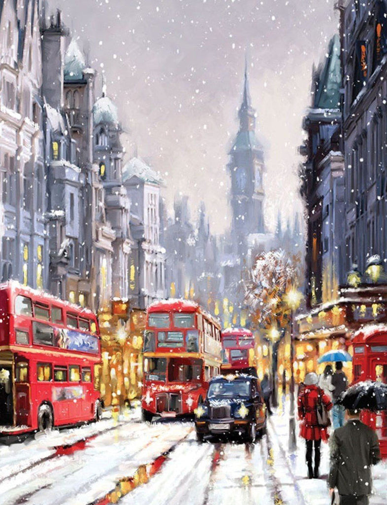 Londres dans Neige Peinture par Numéros