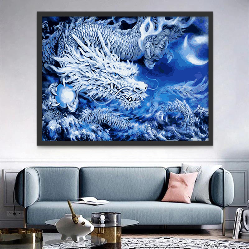 Loong Chinois Blanc Peinture par Numéros