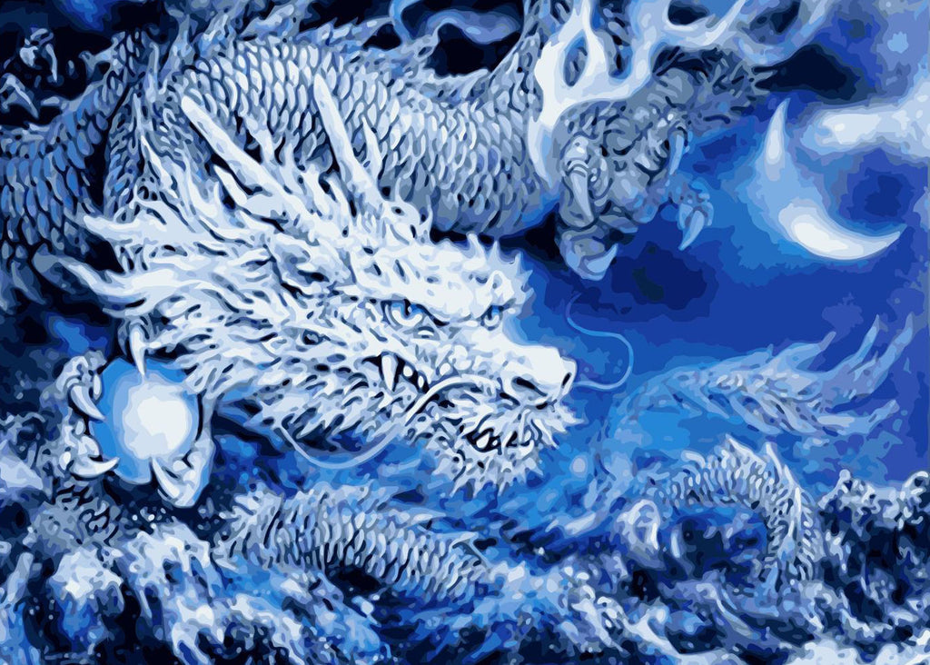 Loong Chinois Blanc Peinture par Numéros