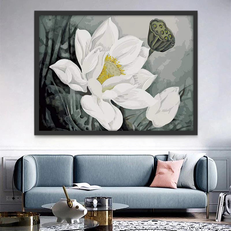 Lotus Blanc Peinture par Numéros