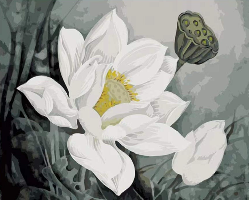 Lotus Blanc Peinture par Numéros