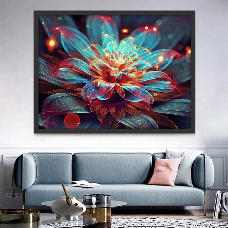 Lotus Bleu et Rouge Peinture par Numéros