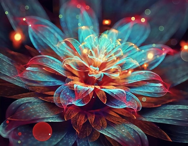 Lotus Bleu et Rouge Peinture par Numéros