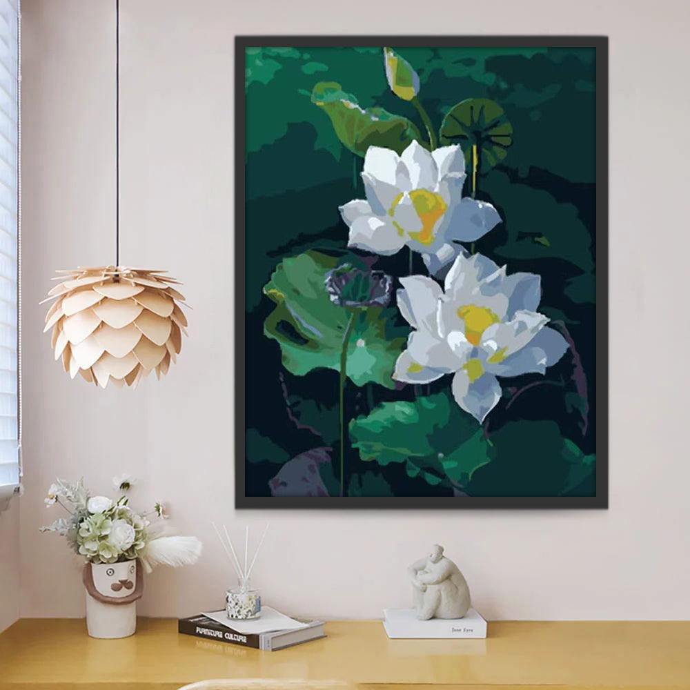 Lotus et Feuilles Peinture par Numéros