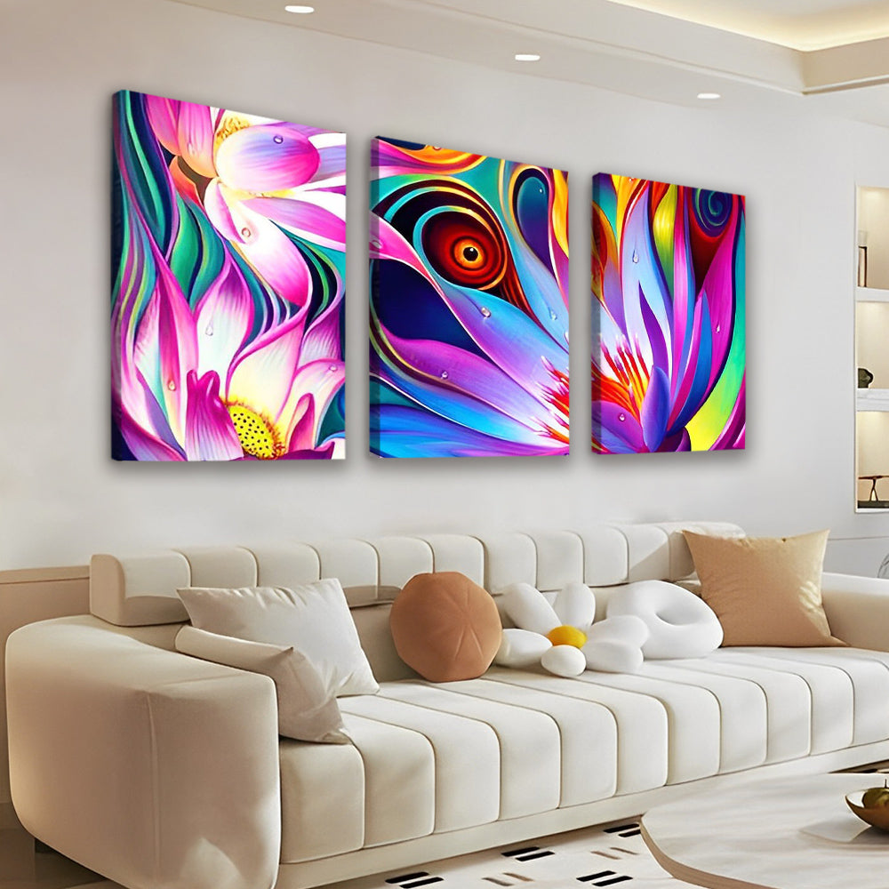 Lotus Etrange d'Art Abstrait 3 Partie Peinture par Numéros